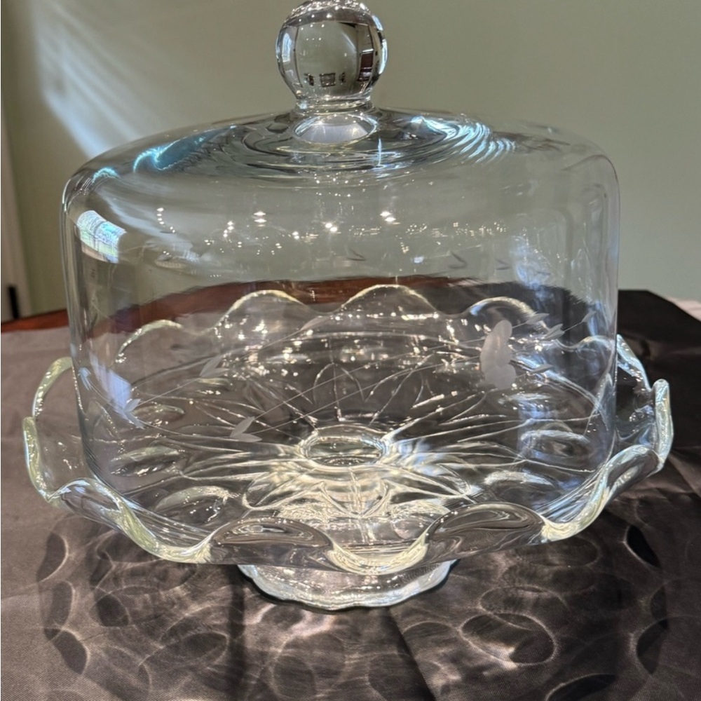 PRINCESS HOUSE Crystal CAKE PLATE w/ DOME by PRINCESS HOUSE 1980, Beautiful